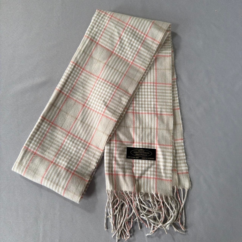 100% Cashmere Wool Light acadmia plaid Scarf